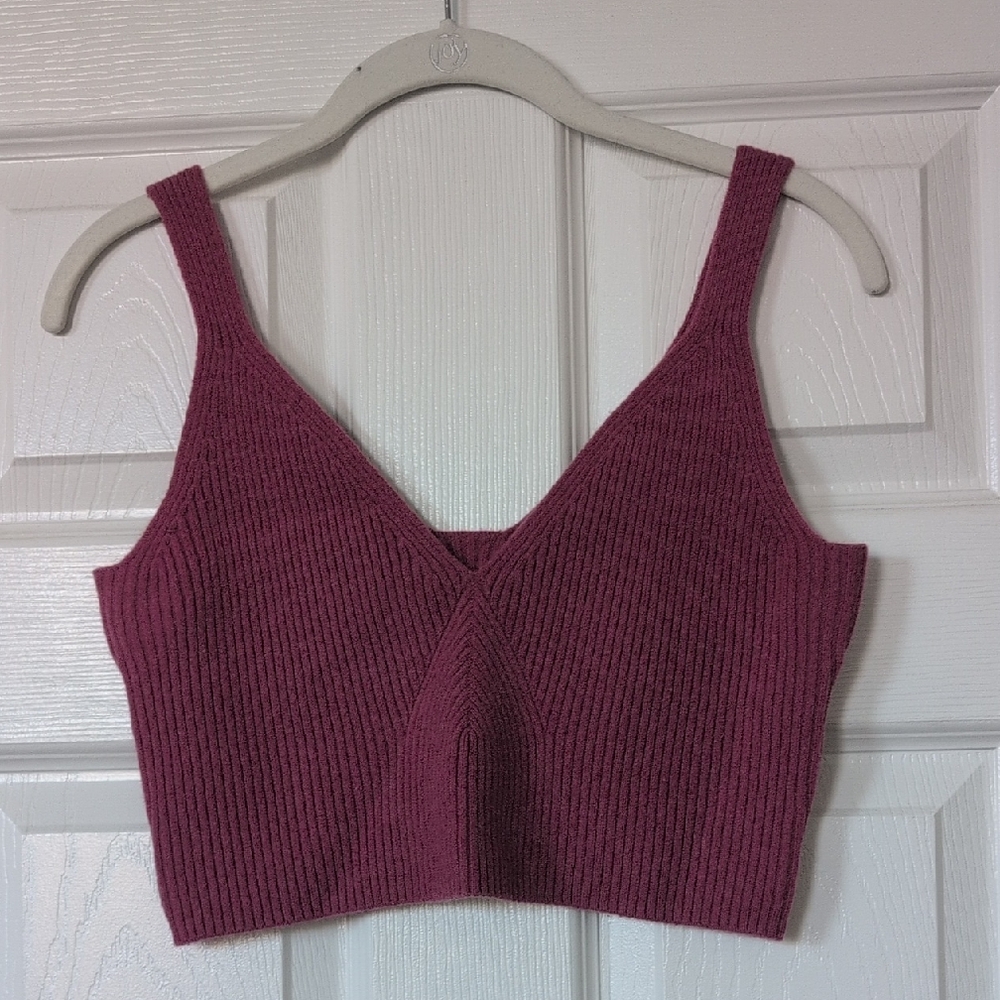 J. Crew Deep Red Ribbed Crop Top